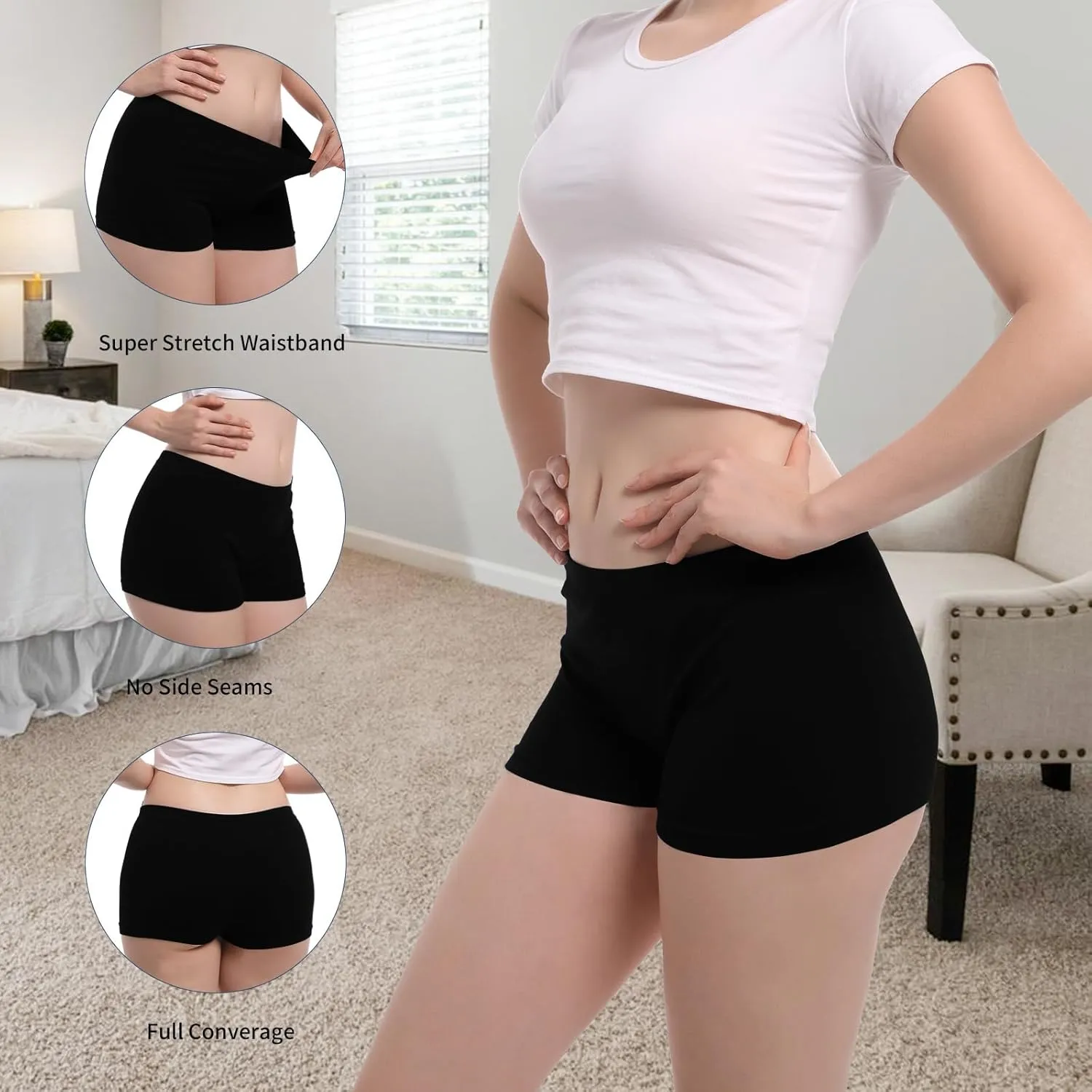 Seamless Boyshort Underwear For Women Nylon Spandex Boyshorts Panties Soft Stretch Boy Shorts Underwear MultiPack