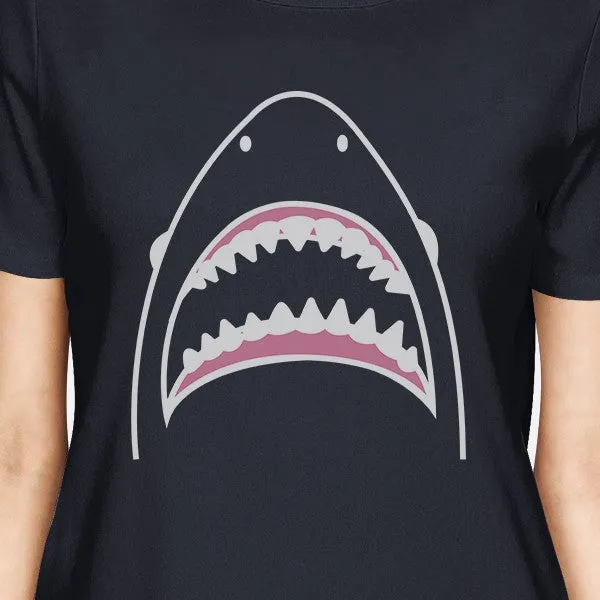 Shark Womens Navy Short Sleeve T-Shirt Unique Design Summer Shirt