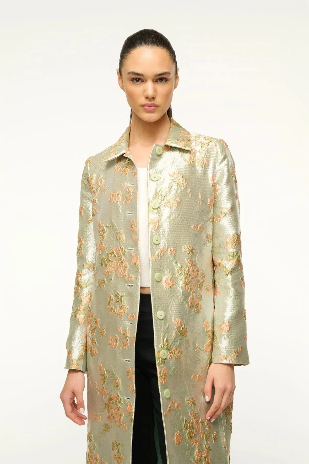 Staud Antoinette Coat Metallic Bloom