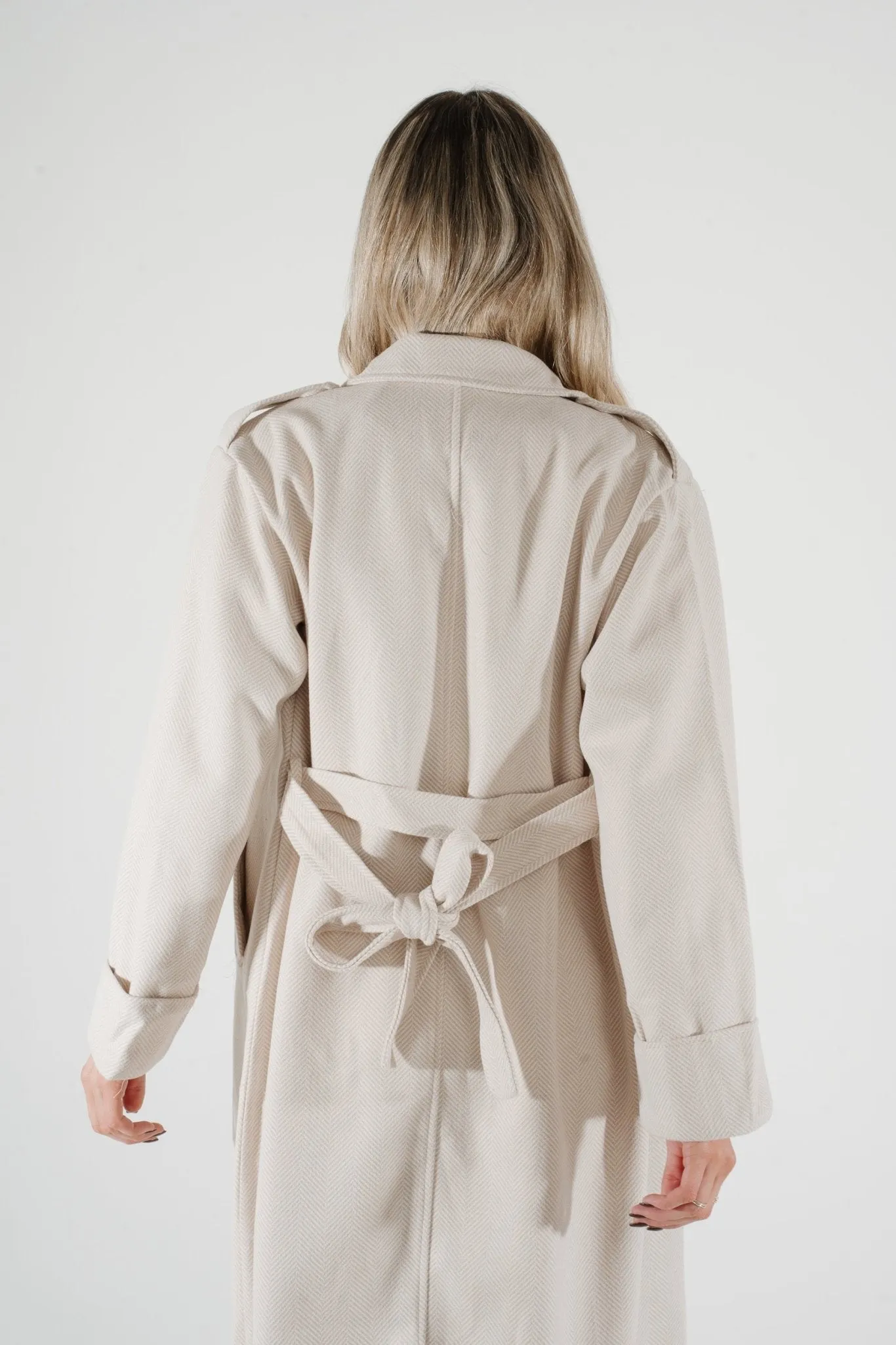 Una Herringbone Coat In Oatmeal