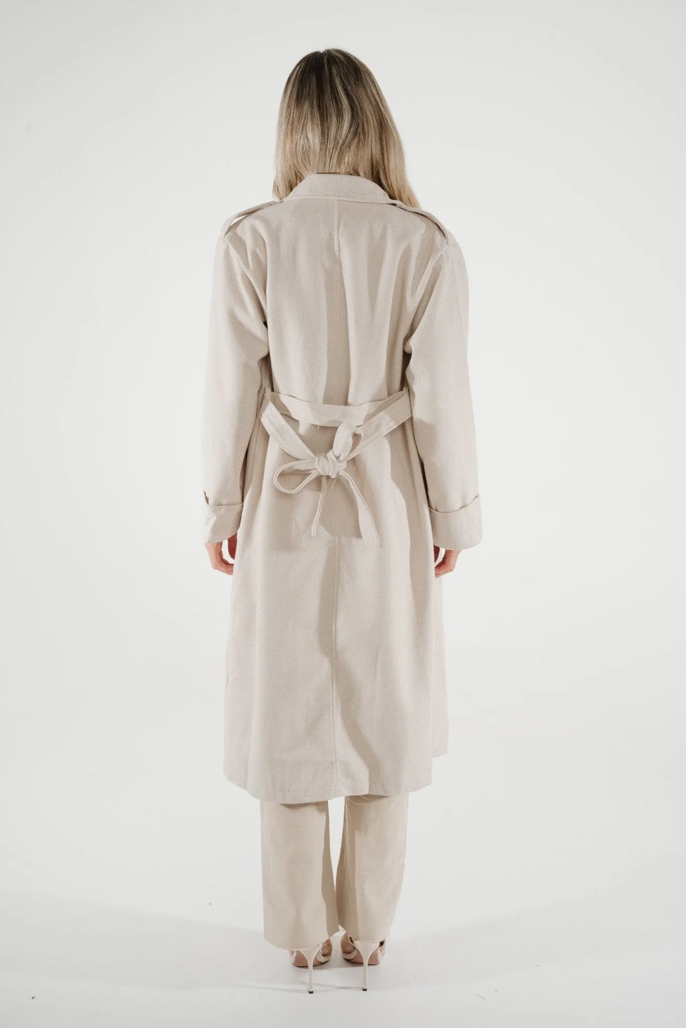 Una Herringbone Coat In Oatmeal