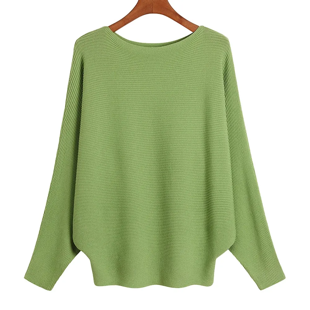 Uniwim Winter 2024 Boat Neck Batwing Sweaters Pullovers Women Casual Cashmere Sweater Plus Size Knit Jumpers Tops Pull Femme