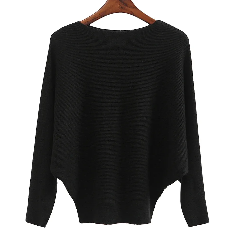 Uniwim Winter 2024 Boat Neck Batwing Sweaters Pullovers Women Casual Cashmere Sweater Plus Size Knit Jumpers Tops Pull Femme