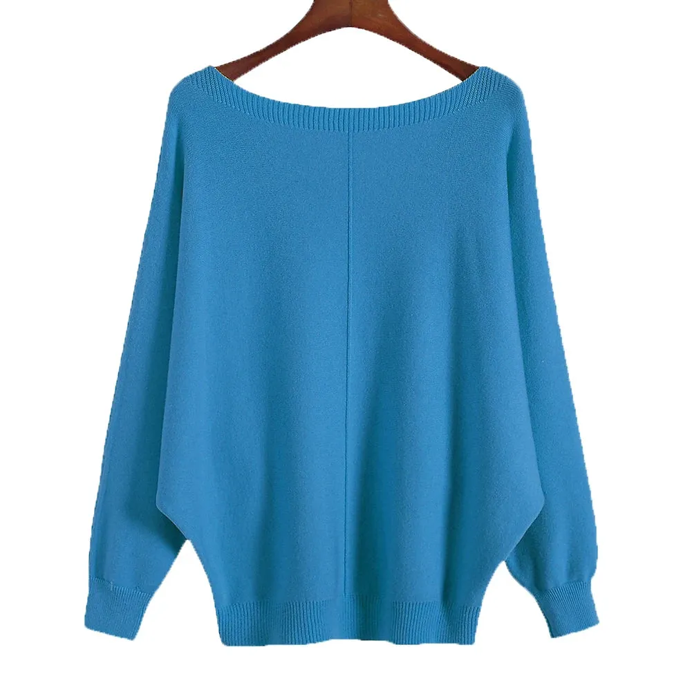 Uniwim Winter 2024 Boat Neck Batwing Sweaters Pullovers Women Casual Cashmere Sweater Plus Size Knit Jumpers Tops Pull Femme