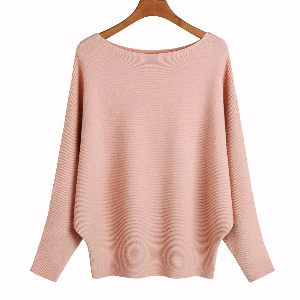 Uniwim Winter 2024 Boat Neck Batwing Sweaters Pullovers Women Casual Cashmere Sweater Plus Size Knit Jumpers Tops Pull Femme