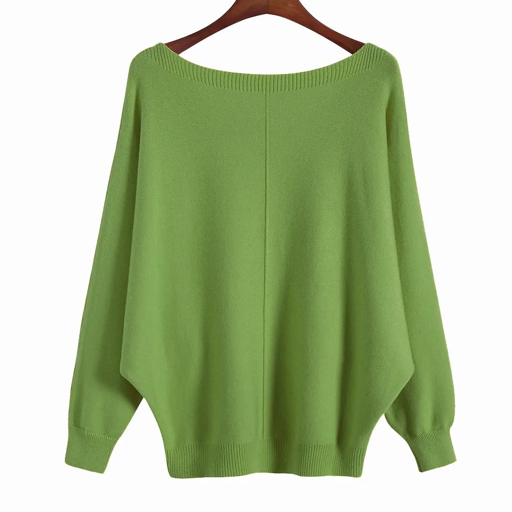 Uniwim Winter 2024 Boat Neck Batwing Sweaters Pullovers Women Casual Cashmere Sweater Plus Size Knit Jumpers Tops Pull Femme