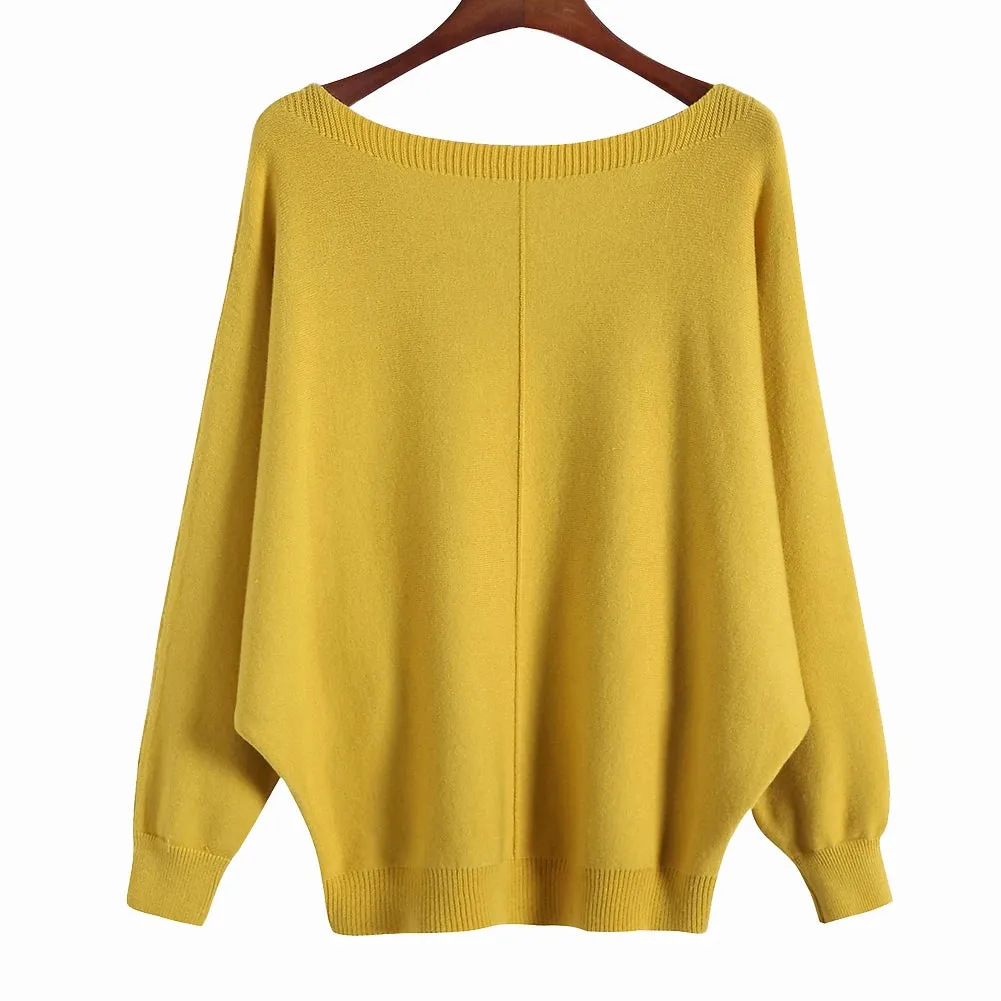 Uniwim Winter 2024 Boat Neck Batwing Sweaters Pullovers Women Casual Cashmere Sweater Plus Size Knit Jumpers Tops Pull Femme