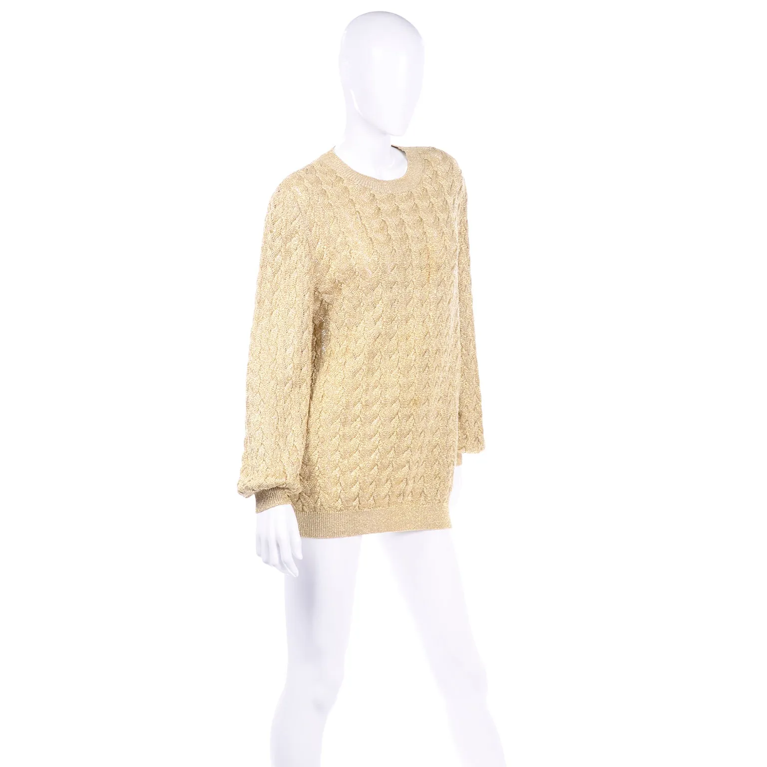 Vintage Valentino Gold Sparkle Pullover Long Sweater