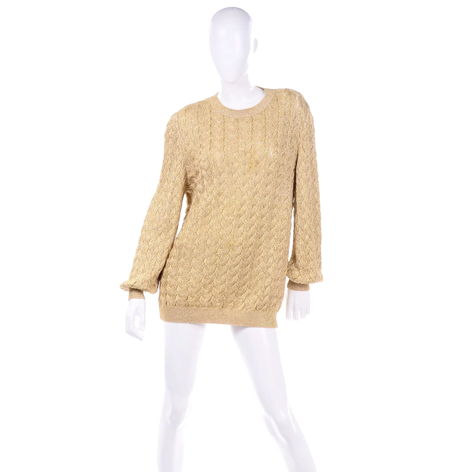 Vintage Valentino Gold Sparkle Pullover Long Sweater