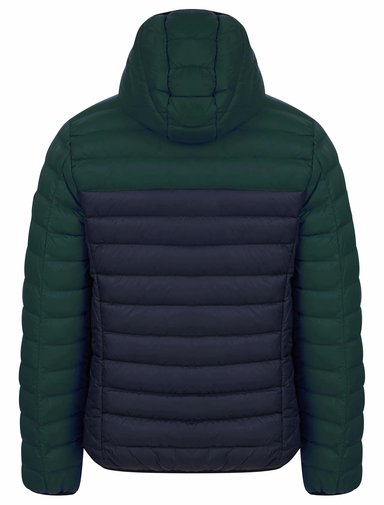 Virgo Colour Block Quilted Puffer Jacket with Hood in Green Gables - Tokyo Laundry