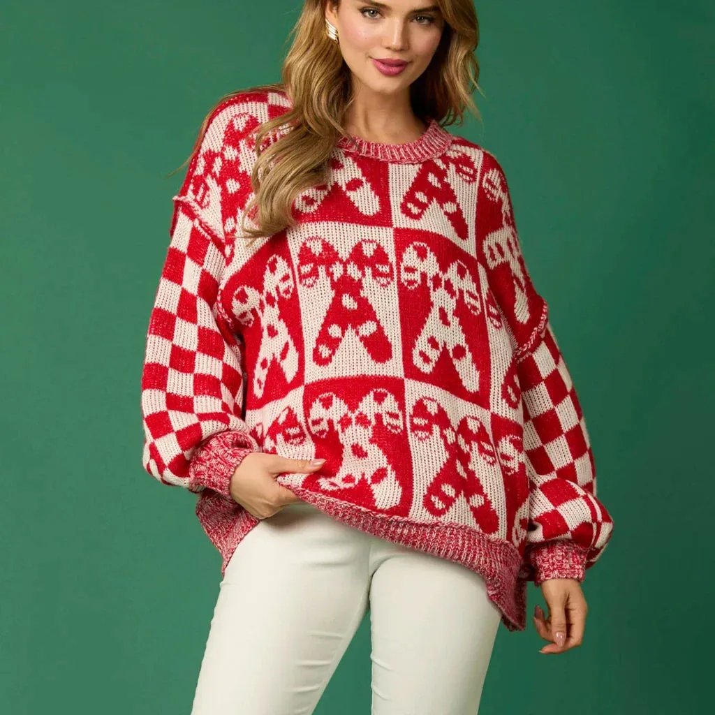 Wenkouban-Christmas Thanksgiving outfits_Halloween Christmas Round Neck Long Sleeve Aesthetic Gingerbread Loose Christmas Sweater