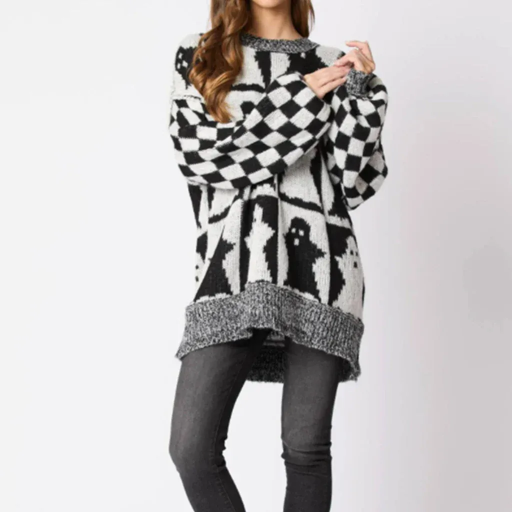 Wenkouban-Christmas Thanksgiving outfits_Halloween Christmas Round Neck Long Sleeve Aesthetic Gingerbread Loose Christmas Sweater