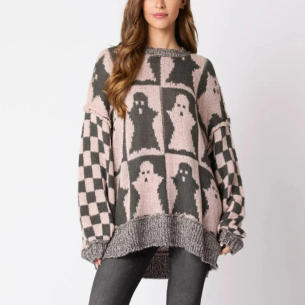 Wenkouban-Christmas Thanksgiving outfits_Halloween Christmas Round Neck Long Sleeve Aesthetic Gingerbread Loose Christmas Sweater