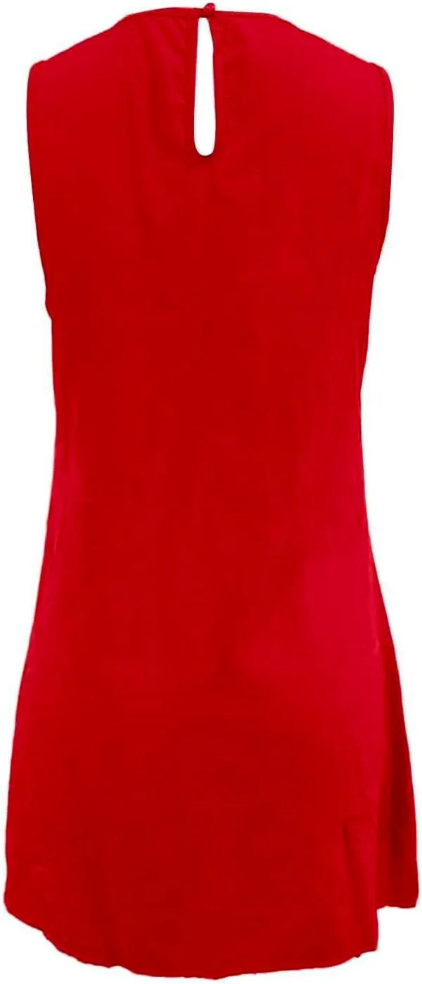 Women Summer Tank Dresses Round Neck Sleeveless T Shirt Dress A-Line Ruffle Hem Mini Dress Beach Vacation Sundresses
