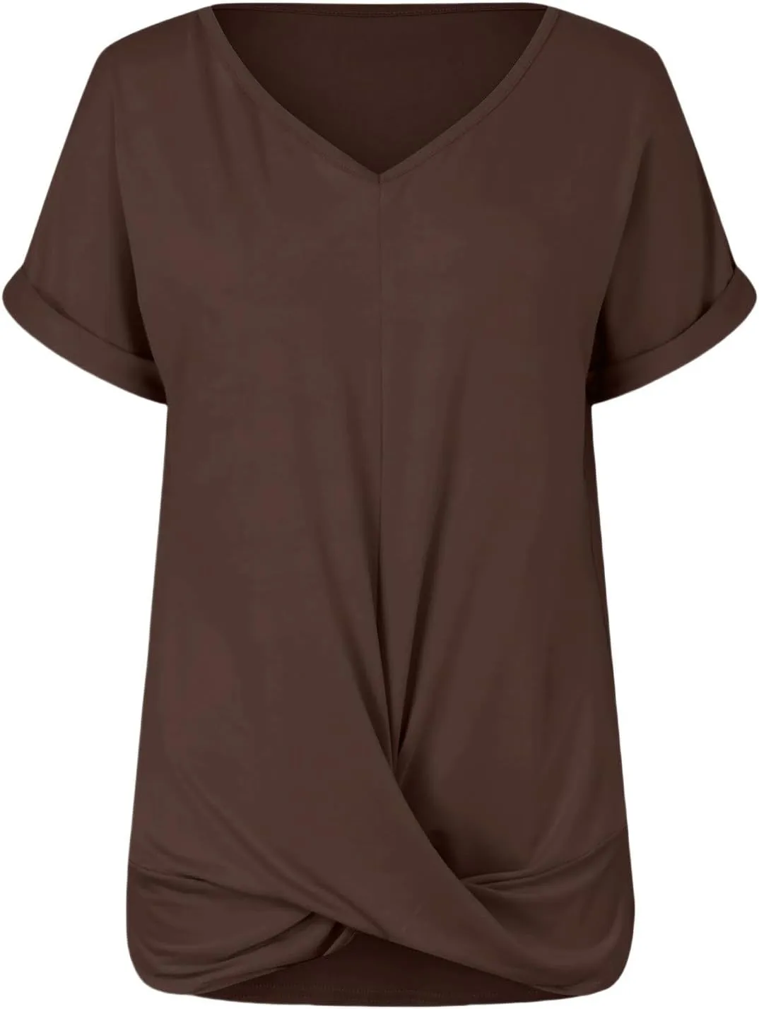 Women's Comfy Casual Summer Tops Short Sleeve V Neck Blouses T Shirts Twist Knot Basic Tees