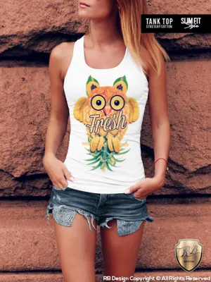 Women's Cute Owl T-shirt Unique Fresh RB Design Fruits Tank Top WD262
