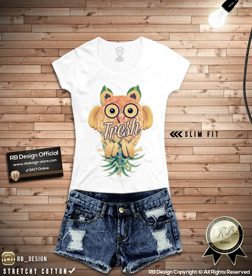 Women's Cute Owl T-shirt Unique Fresh RB Design Fruits Tank Top WD262