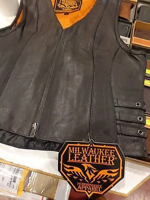 WOMEN'S MOTORCYCLE RIDING SWAT SEXY LEATHER VEST W/SIDE BUCKLES NEW