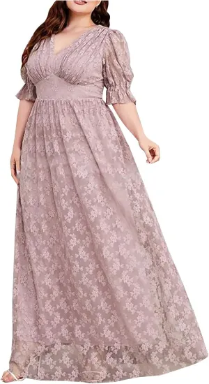 Womens Plus Size Wedding Guest Dress Formal Floral Lace Cocktail Party Maxi Dresses Chiffon Mother of The Bride Dress