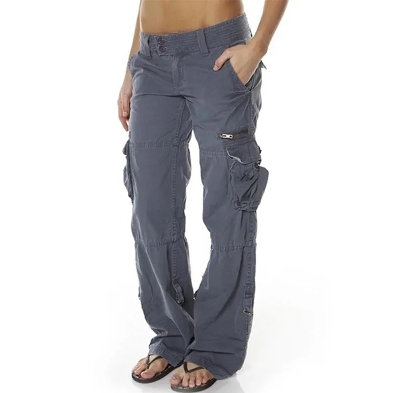 Women's Retro French Multi Pocket Pants