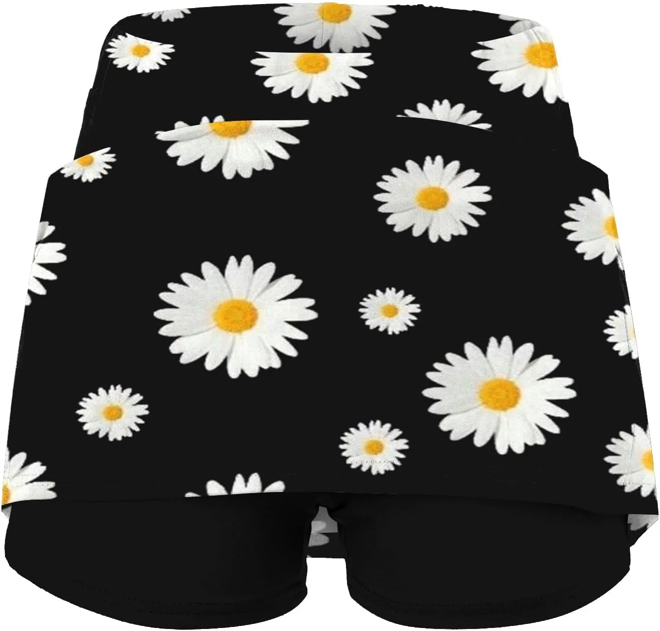 Women's Skorts with Pockets Floral Printed Mid Waist Culottes Short Skirts Casual Yoga Sports Pants Skirt with Shorts