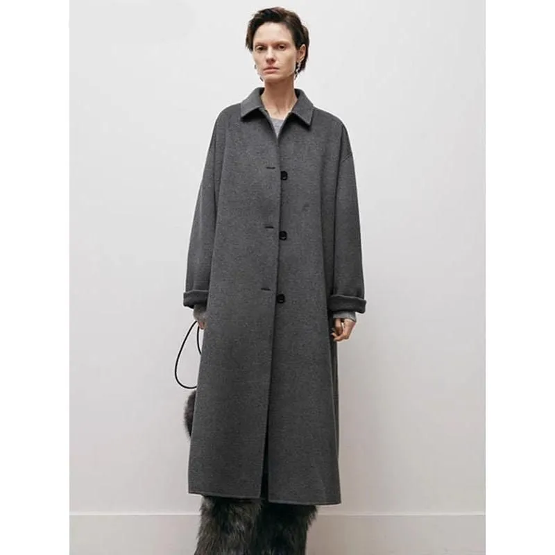Women's Woolen Overcoat with Sash