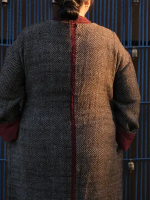Wrap Overcoat Dark Grey Black