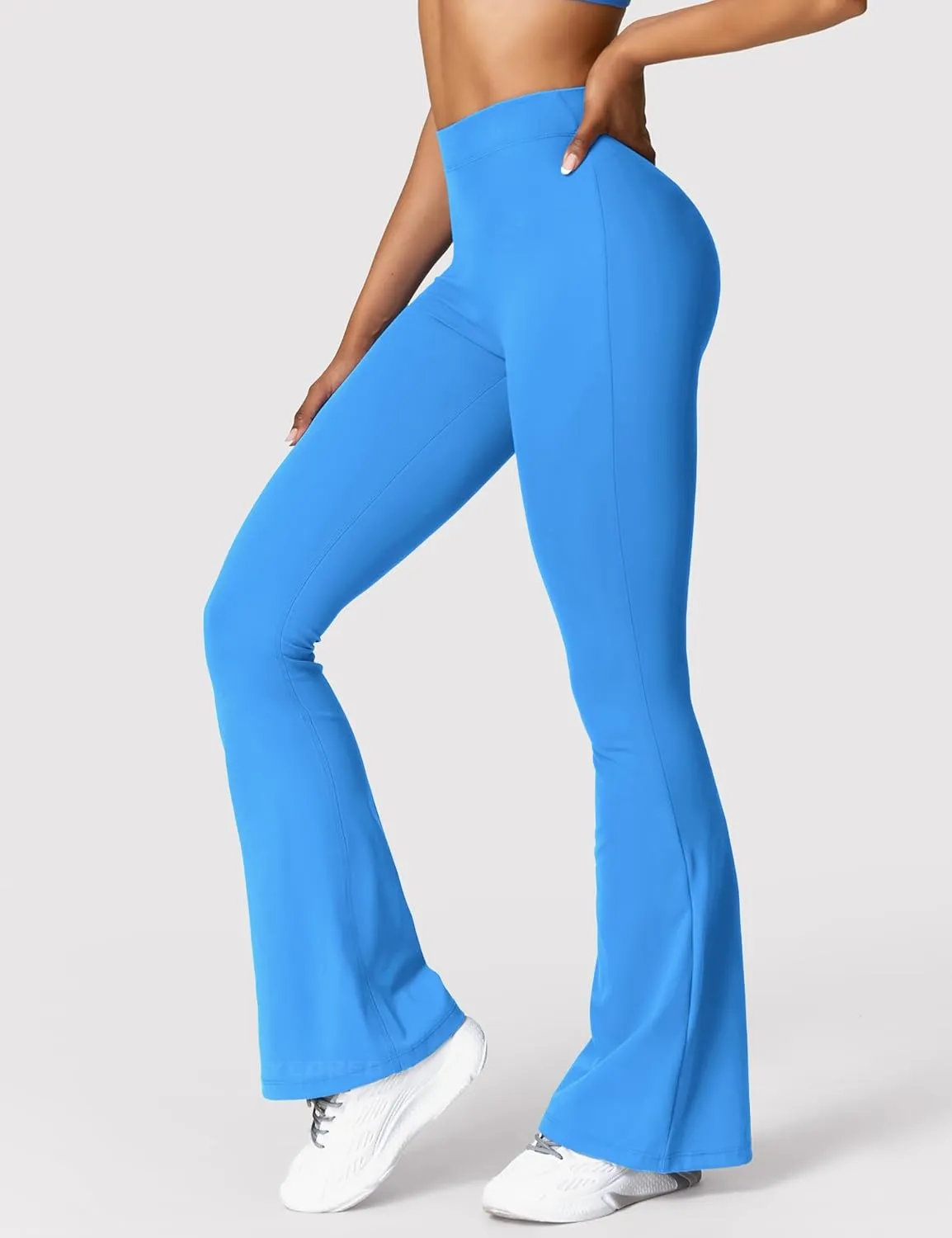 YEOREO Scrunch Flare Leggings Daze V Back Butt Lifting Wide Leg High Waist 31.5" Gym Workout Yoga Pants